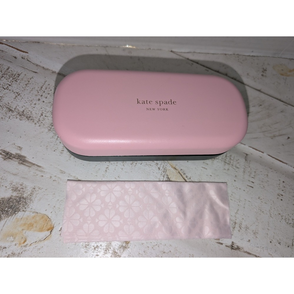 Kate Spade Glasses Case "Hello Sunshine"(Pink & Dark Green, Hard Case) New York